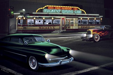 Framed Diners and Cars II Print