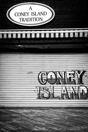 Framed Coney Island New York Black/White Print