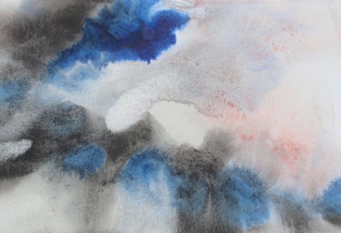 Framed Blue Waves Watercolor Abstract Splash 1 Print
