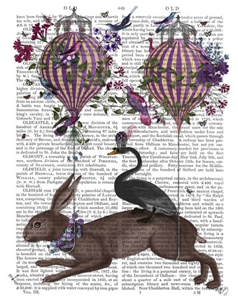Framed Hare Birdkeeper, Hot Air Balloon Print
