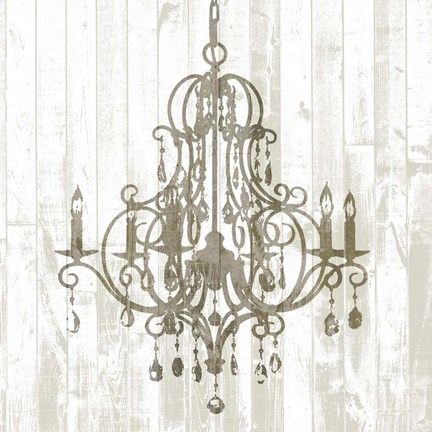 Framed Shiplap Chandelier II Print