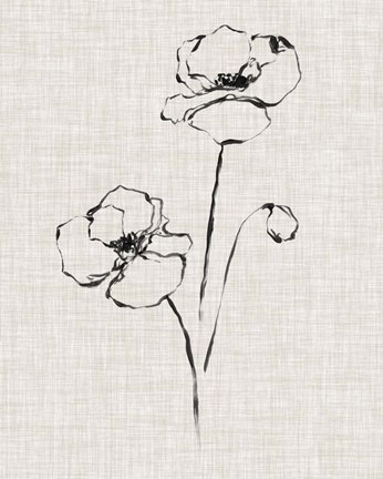 Framed Floral Ink Study III Print