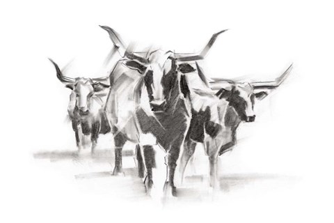 Framed Contemporary Cattle I Print