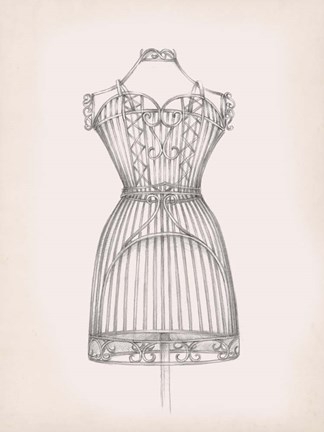 Framed Antique Dress Form I Print