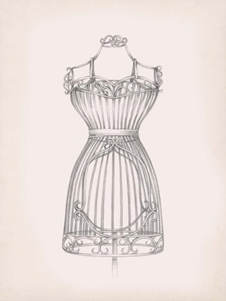 Framed Antique Dress Form II Print
