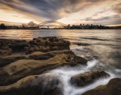 Framed Sydney in Gold and Blue Print