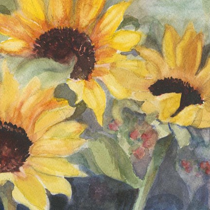 Framed Sunflowers in Watercolor II Print