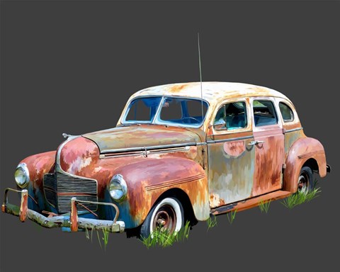 Framed Rusty Car II Print
