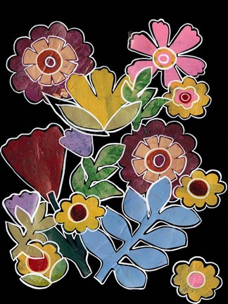 Framed Layered Floral I Print