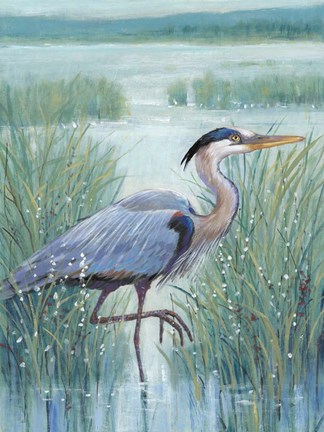 Framed Wetland Heron I Print