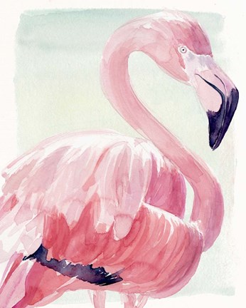 Framed Pastel Flamingo II Print