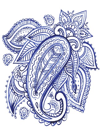 Framed Indigo Paisley IV Print