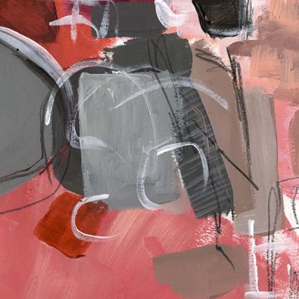 Framed Red &amp; Gray Abstract II Print