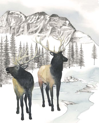 Framed Winter Elk II Print