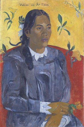 Framed Vahine No Te Tiare (Woman with a Flower), 1891 Print