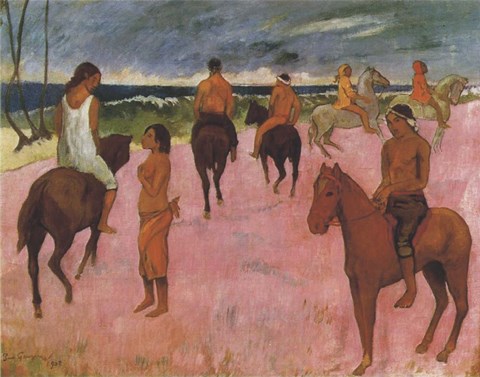 Framed Riders on the Beach, 1902 Print