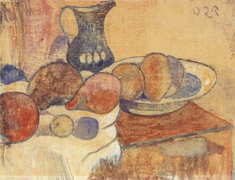 Framed Still Life with a Pitcher and Fruit Print