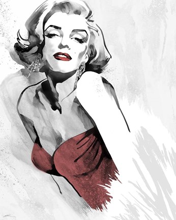 Framed Marilyn&#39;s Pose Red Dress Print