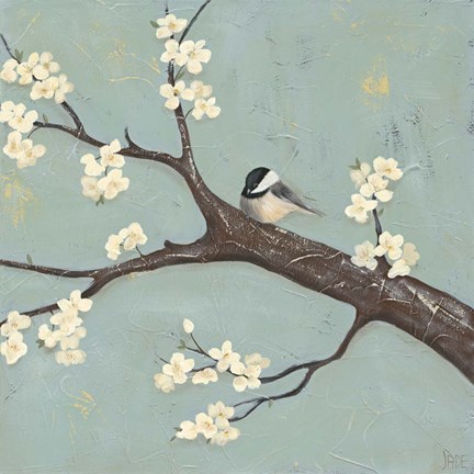 Framed Chickadee &amp; Dogwood II Print