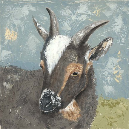 Framed Farm Life-Grey Goat Print