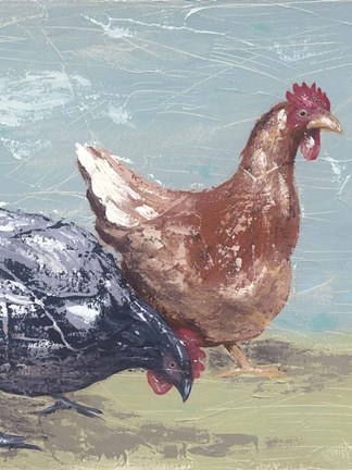 Framed Farm Life-Chickens I Print
