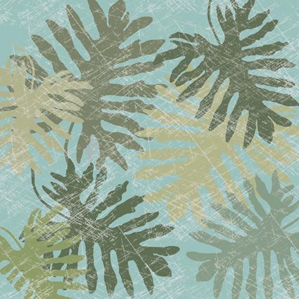 Framed Faded Tropical Leaves I Print