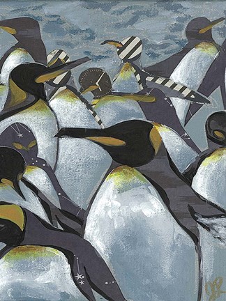 Framed Colony of Penguins II Print
