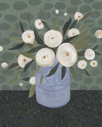 Framed Mason Jar Bouquet III Print