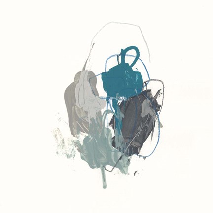 Framed Teal Gesture I Print