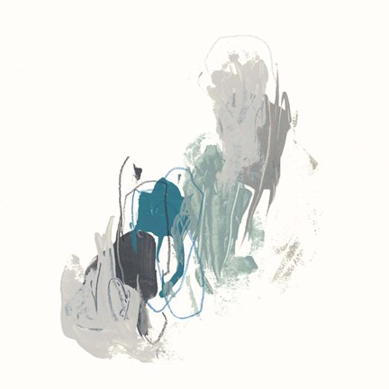 Framed Teal Gesture II Print