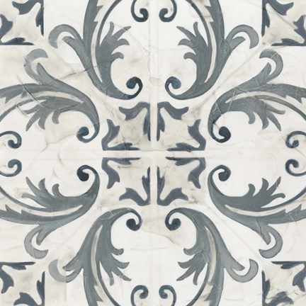 Framed Teal Tile Collection I Print