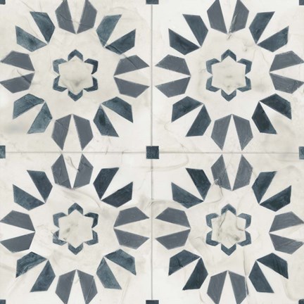 Framed Teal Tile Collection III Print