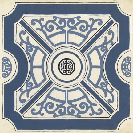Framed Indigo Motif I Print