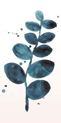 Framed Stems in Indigo I Print