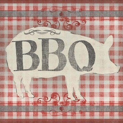 Framed Gingham BBQ I Print