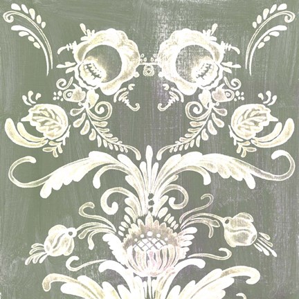 Framed Patinaed Scroll I Print