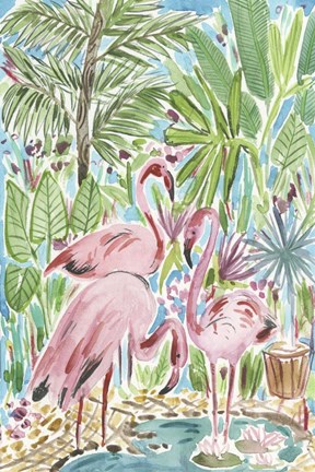 Framed Flamingo Paradise II Print