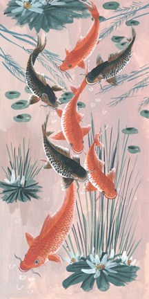 Framed Traditional Koi Pond I Print