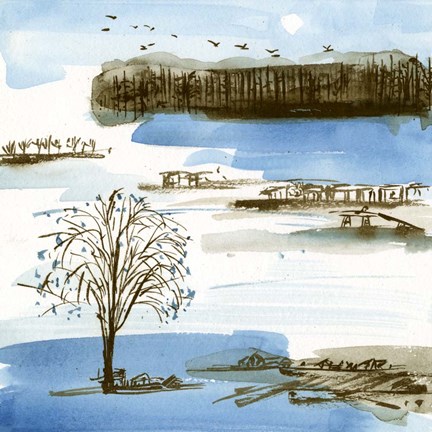 Framed Village Peak I Print