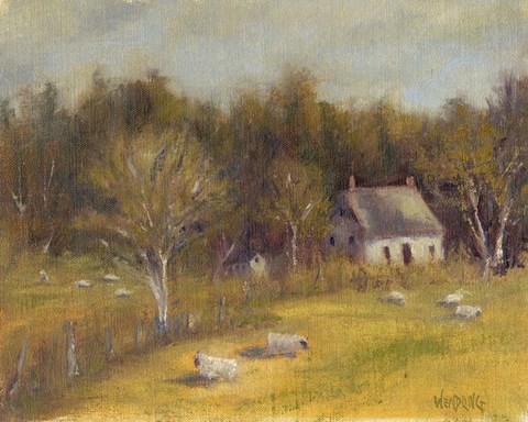Framed Cottage Meadow I Print