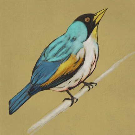 Framed Winged Sketch II on Ochre Print