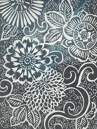Framed Floral Batik II Print