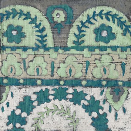 Framed Teal Tapestry IV Print