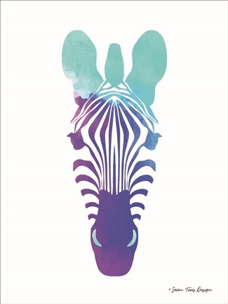 Framed Violet and Teal Zebra Print