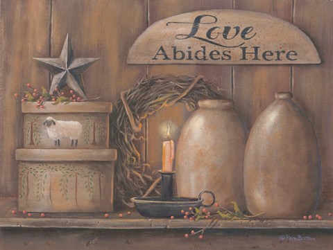 Framed Love Abides Here Shelf Print