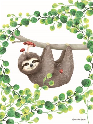 Framed Hanging Around Sloth I Print
