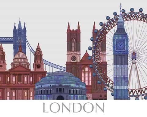 Framed London Landmarks , Red Blue Print