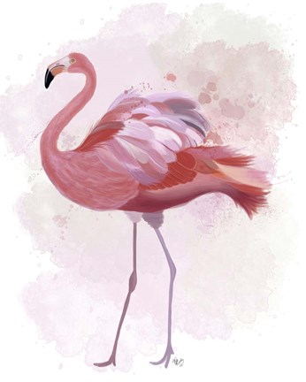 Framed Fluffy Flamingo 1 Print