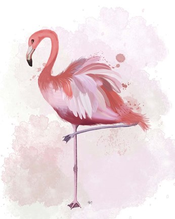 Framed Fluffy Flamingo 4 Print