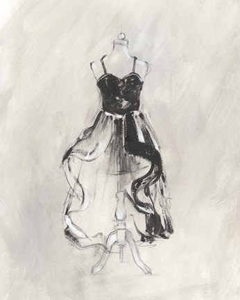 Framed Black Evening Gown II Print